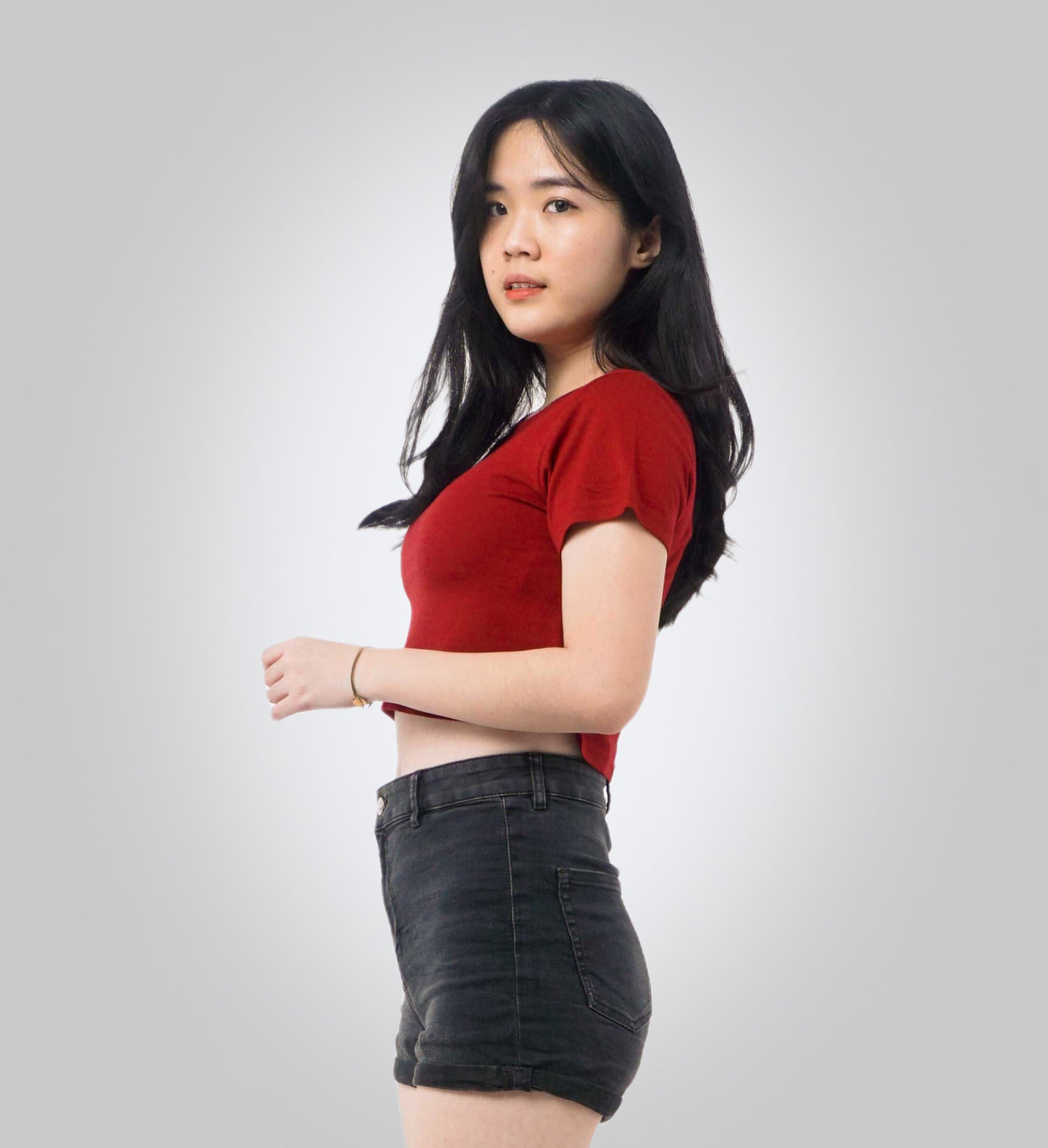 Top rojo liso para mujer