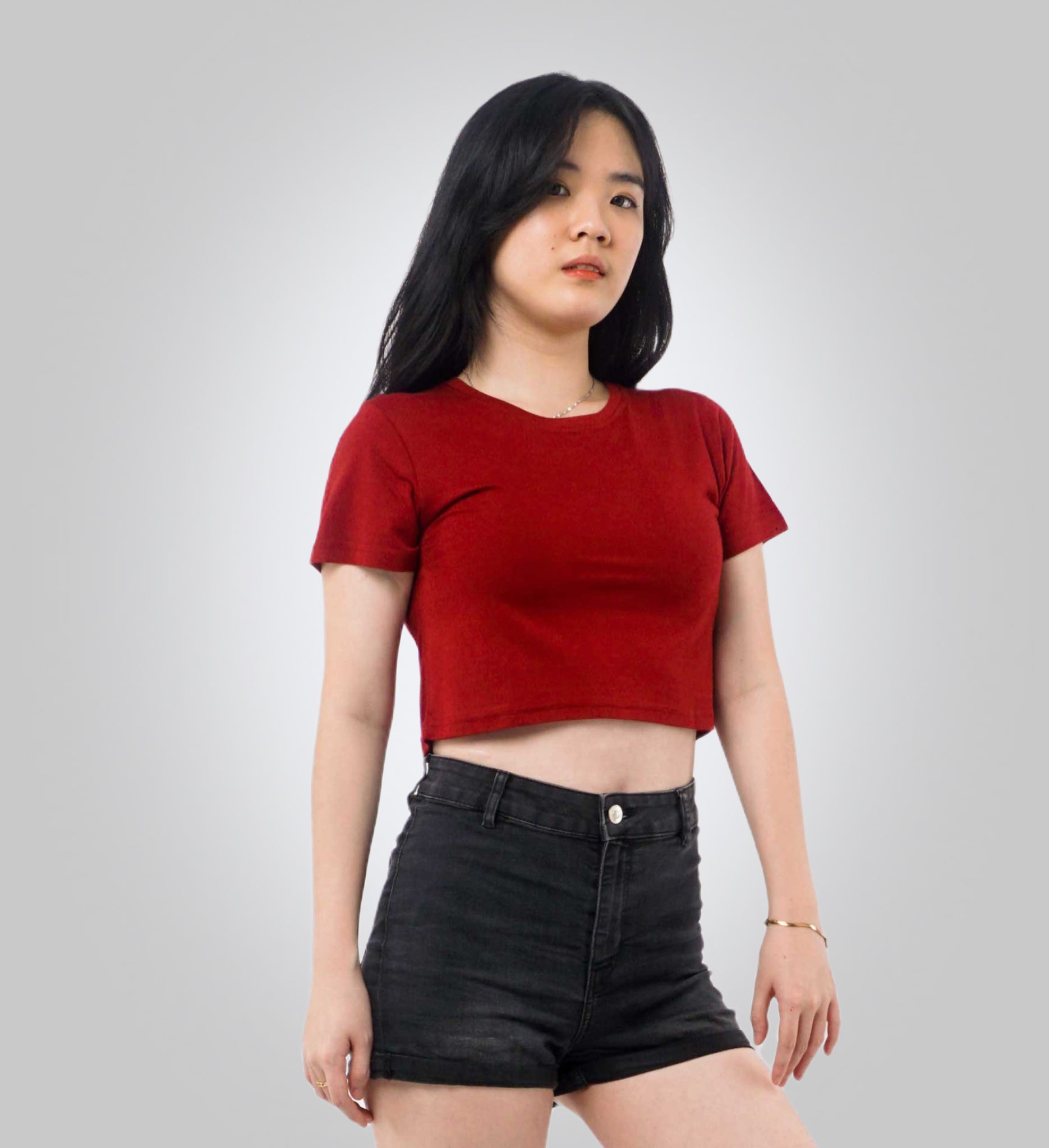 Top rojo liso para mujer