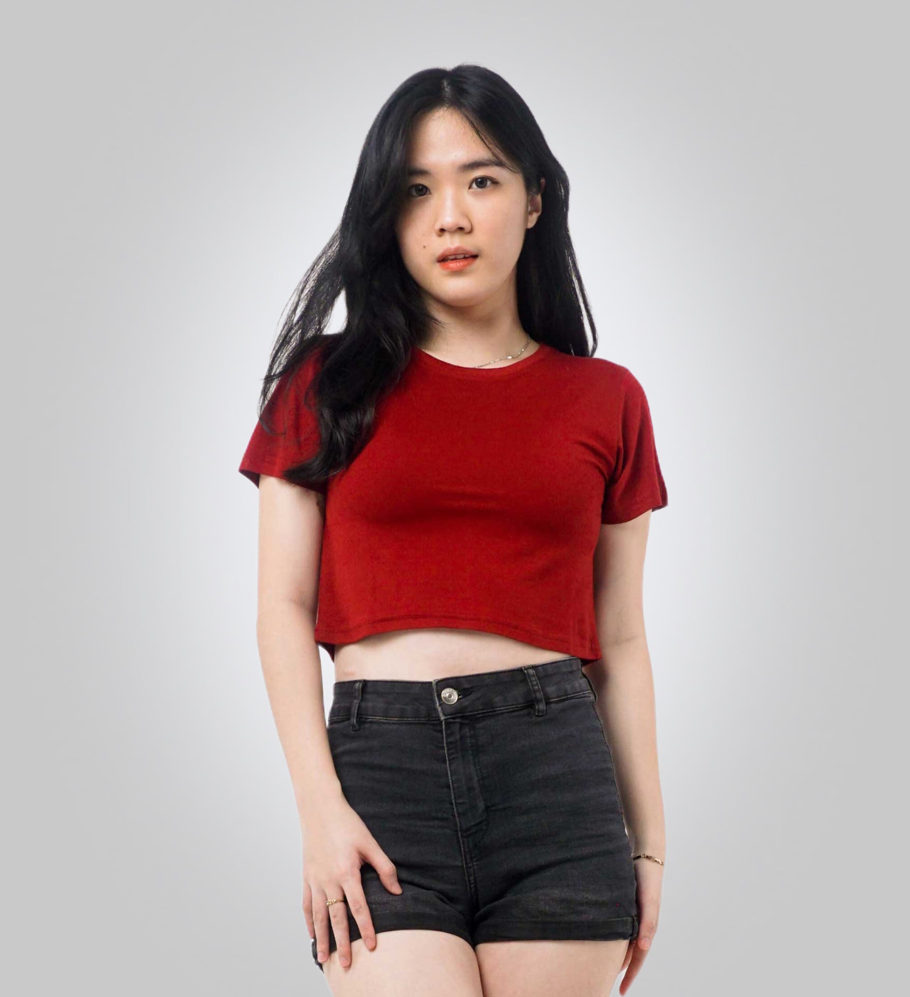 Top rojo liso para mujer