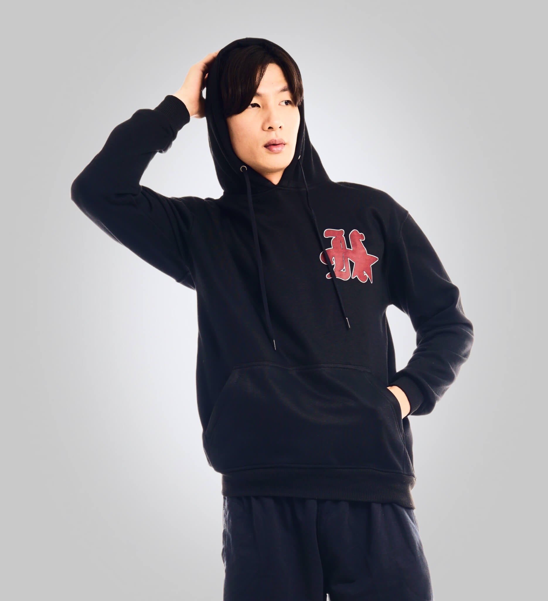 Sudadera con capucha negra lisa para hombre