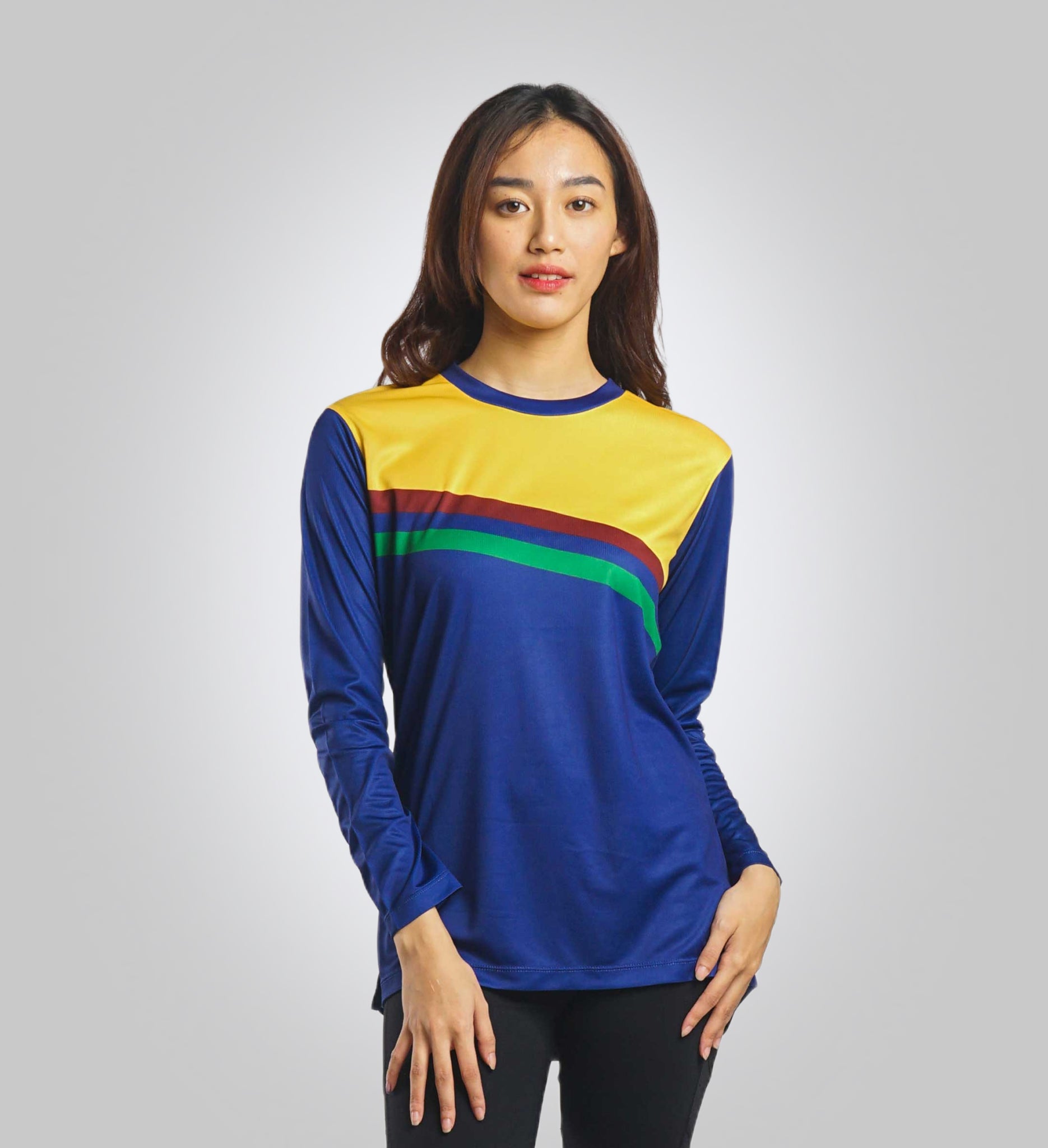 Camiseta de manga larga con rayas rosas